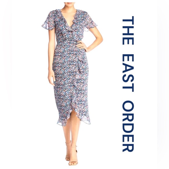 THE EAST ORDER (Nordstrom's) Cece Floral Print Midi Dress, Size M. - Picture 1 of 12